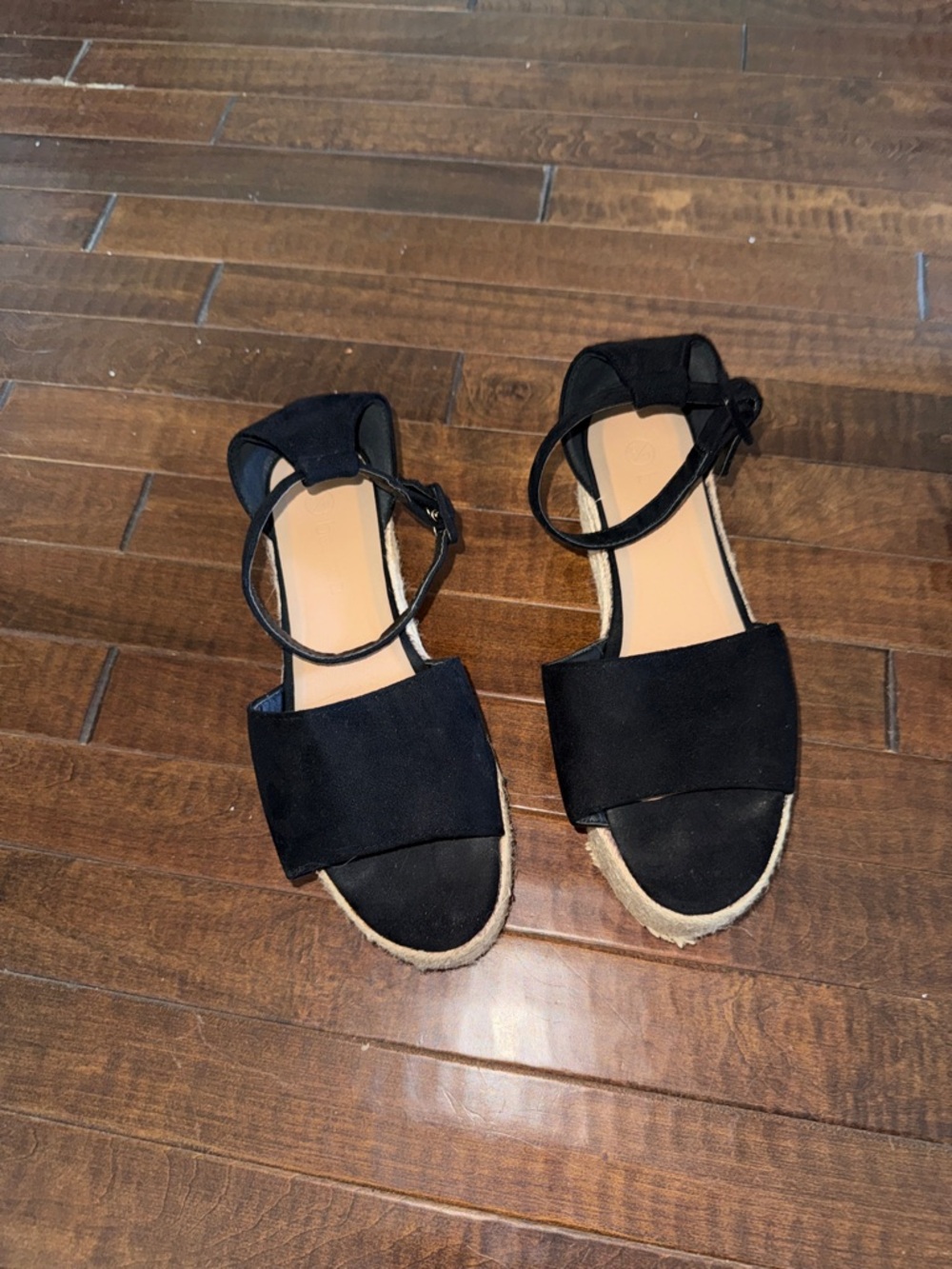 Boohoo Black Espadrille Ankle-Strap Sandals